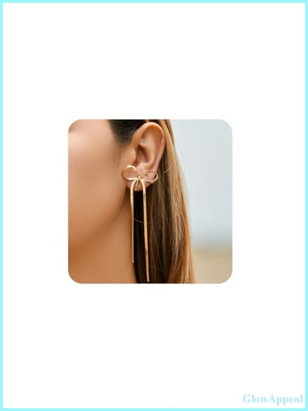 Gold Plated Bow Clip On Earrings for Women Dangle Non Piercing